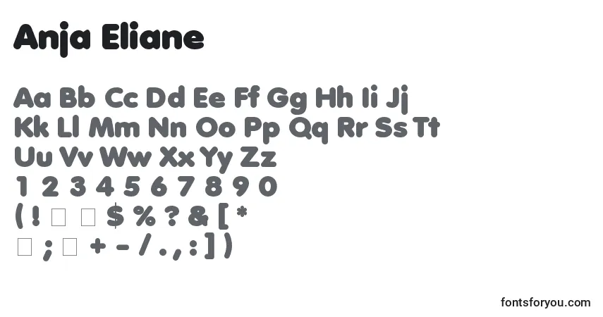 Schriftart Anja Eliane – Alphabet, Zahlen, spezielle Symbole