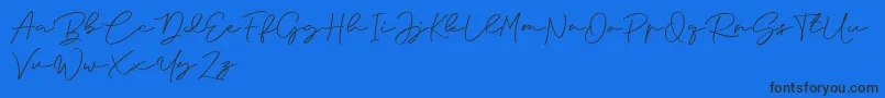 Anjel Signature For Personal Use Font – Black Fonts on Blue Background