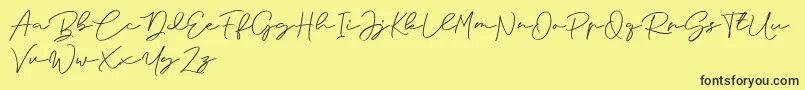 Anjel Signature For Personal Use Font – Black Fonts on Yellow Background