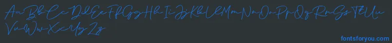 Anjel Signature For Personal Use Font – Blue Fonts on Black Background