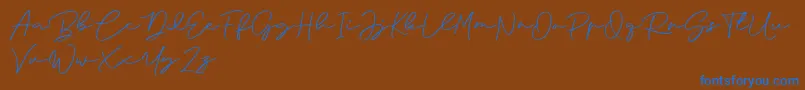Anjel Signature For Personal Use Font – Blue Fonts on Brown Background