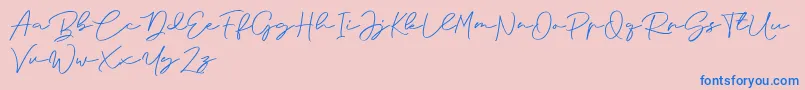Anjel Signature For Personal Use Font – Blue Fonts on Pink Background