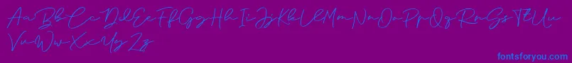 Anjel Signature For Personal Use Font – Blue Fonts on Purple Background