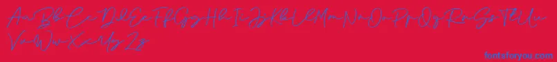 フォントAnjel Signature For Personal Use – 赤い背景に青い文字