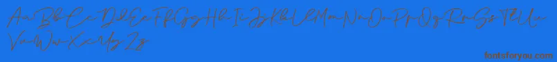 Anjel Signature For Personal Use Font – Brown Fonts on Blue Background