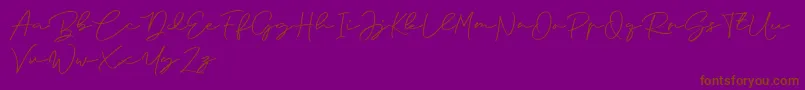Anjel Signature For Personal Use Font – Brown Fonts on Purple Background