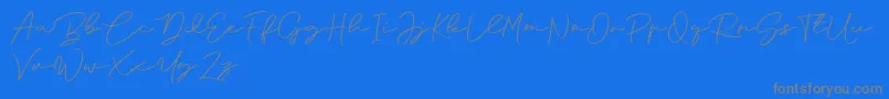 Anjel Signature For Personal Use Font – Gray Fonts on Blue Background