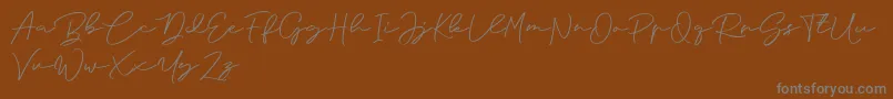 Anjel Signature For Personal Use Font – Gray Fonts on Brown Background