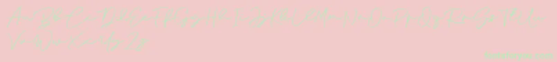 Anjel Signature For Personal Use Font – Green Fonts on Pink Background