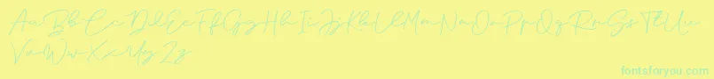 Anjel Signature For Personal Use Font – Green Fonts on Yellow Background