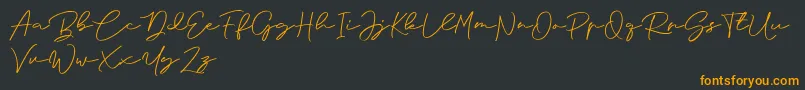Anjel Signature For Personal Use Font – Orange Fonts on Black Background