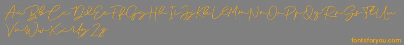 Anjel Signature For Personal Use Font – Orange Fonts on Gray Background