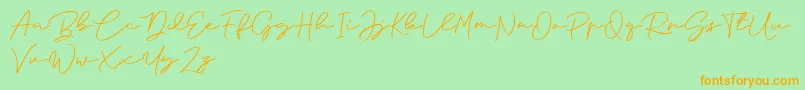 Anjel Signature For Personal Use Font – Orange Fonts on Green Background