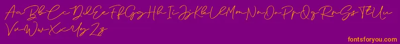fuente Anjel Signature For Personal Use – Fuentes Naranjas Sobre Fondo Morado
