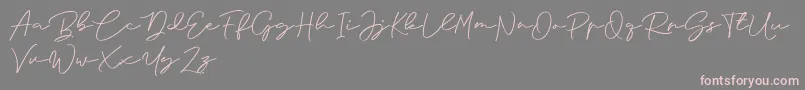 フォントAnjel Signature For Personal Use – 灰色の背景にピンクのフォント