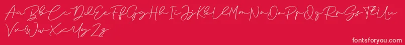 Anjel Signature For Personal Use Font – Pink Fonts on Red Background