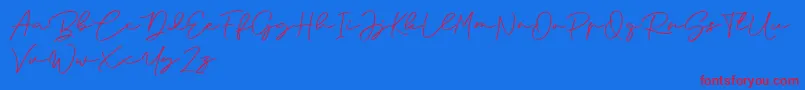 フォントAnjel Signature For Personal Use – 赤い文字の青い背景