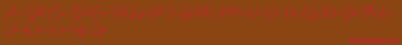 Anjel Signature For Personal Use Font – Red Fonts on Brown Background