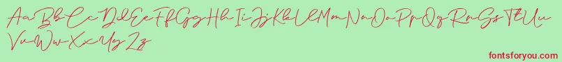 Anjel Signature For Personal Use Font – Red Fonts on Green Background