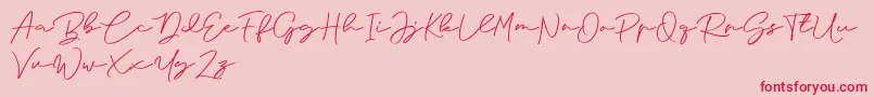 Anjel Signature For Personal Use-Schriftart – Rote Schriften auf rosa Hintergrund