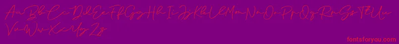 Anjel Signature For Personal Use Font – Red Fonts on Purple Background
