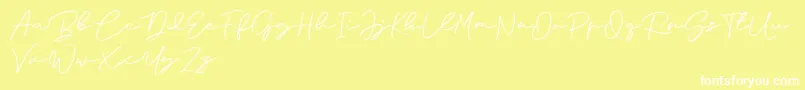 Anjel Signature For Personal Use Font – White Fonts on Yellow Background