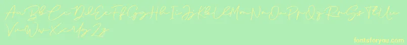 Anjel Signature For Personal Use Font – Yellow Fonts on Green Background
