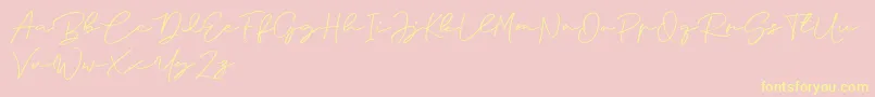 Anjel Signature For Personal Use Font – Yellow Fonts on Pink Background