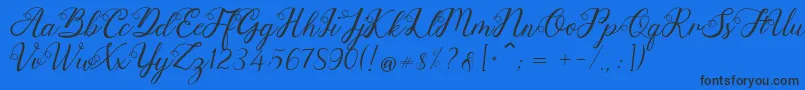 Anjelina-Schriftart – Schwarze Schriften auf blauem Hintergrund