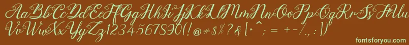 Anjelina Font – Green Fonts on Brown Background