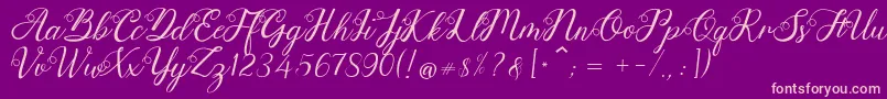 Anjelina-Schriftart – Rosa Schriften auf violettem Hintergrund