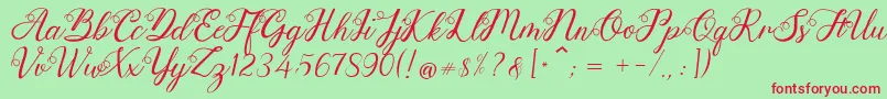 Anjelina Font – Red Fonts on Green Background