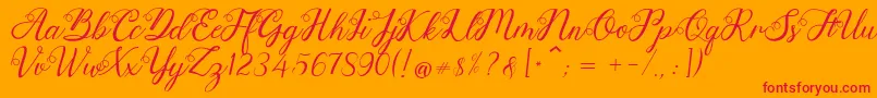 Anjelina Font – Red Fonts on Orange Background