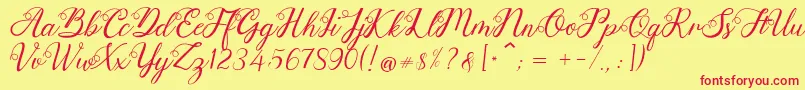 Anjelina Font – Red Fonts on Yellow Background