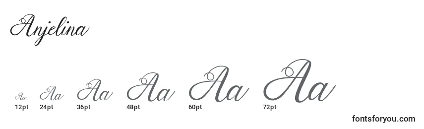 Размеры шрифта Anjelina