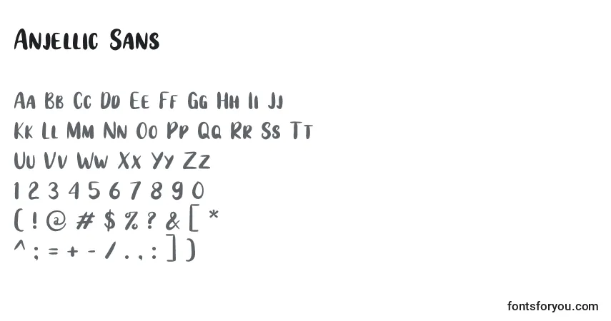 Schriftart Anjellic Sans – Alphabet, Zahlen, spezielle Symbole