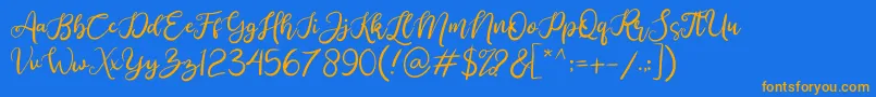 Anjellic-Schriftart – Orangefarbene Schriften auf blauem Hintergrund