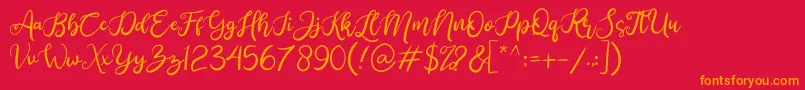 Anjellic Font – Orange Fonts on Red Background