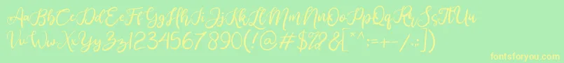 Anjellic Font – Yellow Fonts on Green Background