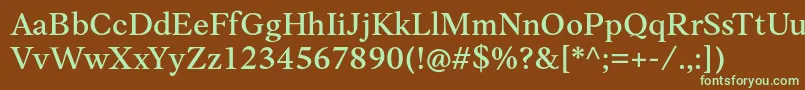 フォントAnko PersonalUse Medium – 緑色の文字が茶色の背景にあります。