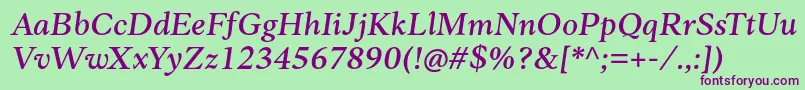 フォントAnko PersonalUse MediumItalic – 緑の背景に紫のフォント