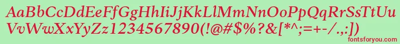 Fonte Anko PersonalUse MediumItalic – fontes vermelhas em um fundo verde