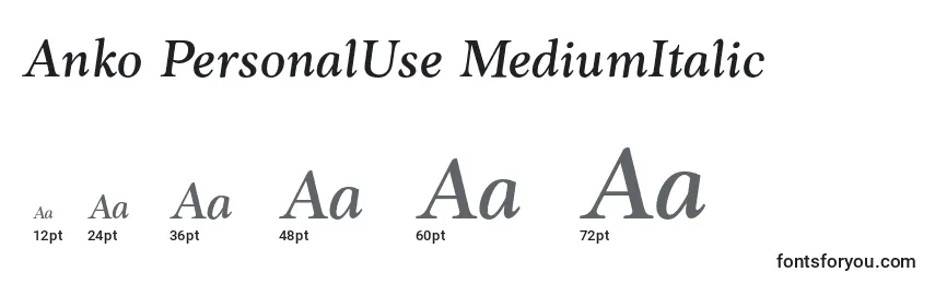 Размеры шрифта Anko PersonalUse MediumItalic