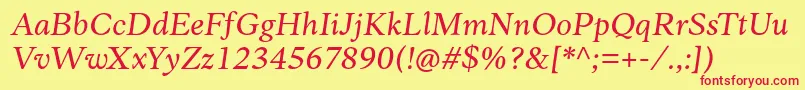 Czcionka AnkoPersonalUse RegularItalic – czerwone czcionki na żółtym tle