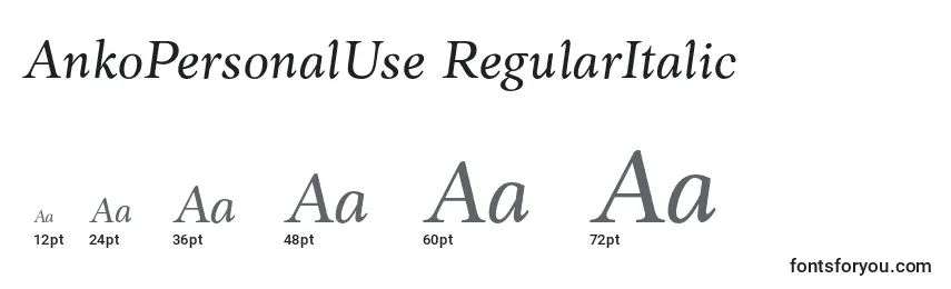 Размеры шрифта AnkoPersonalUse RegularItalic
