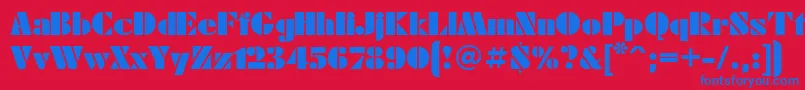 フォントFte – 赤い背景に青い文字