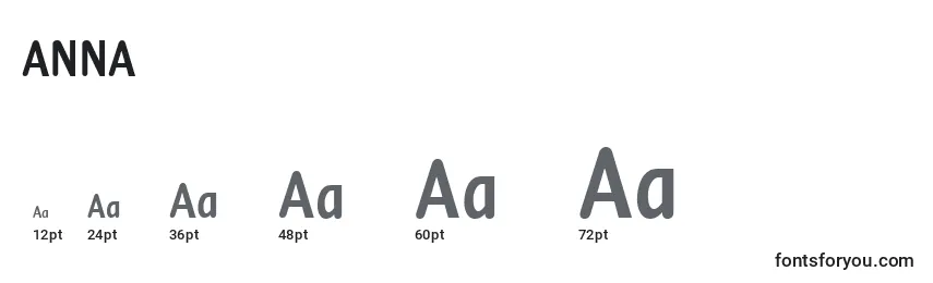Размеры шрифта ANNA     (119701)