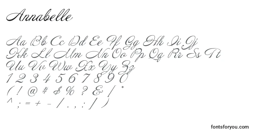 Czcionka Annabelle (119703) – alfabet, cyfry, specjalne znaki