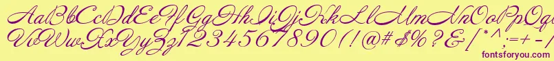 Annabelle-Schriftart – Violette Schriften auf gelbem Hintergrund