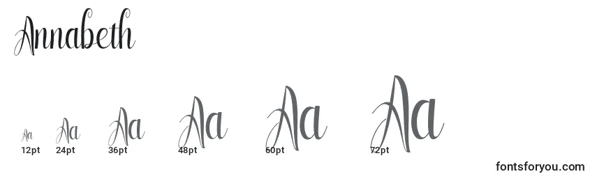 Размеры шрифта Annabeth